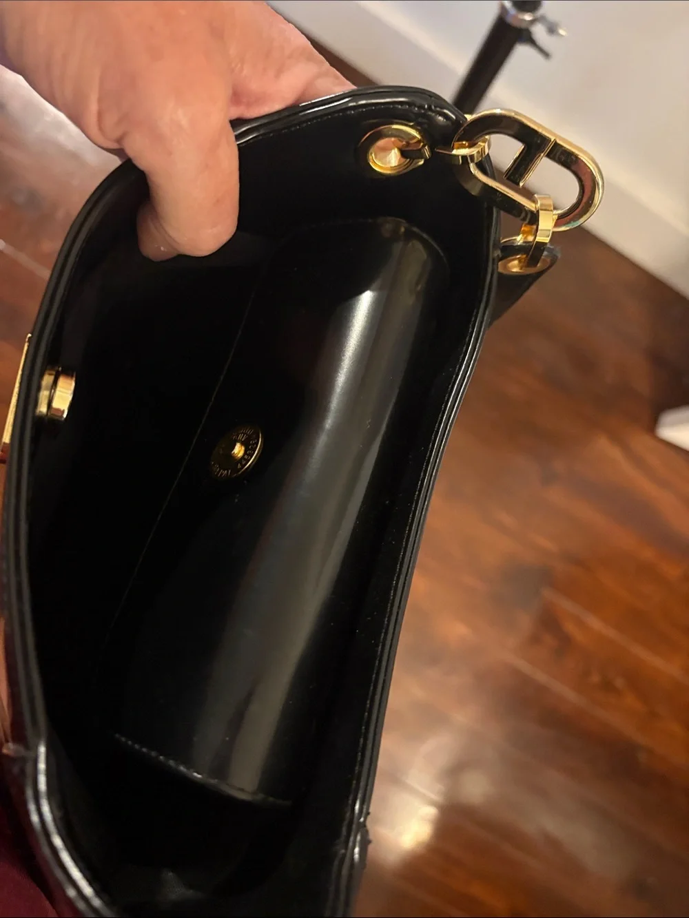 Guess Black Shoulder Bag with Gold Hardware